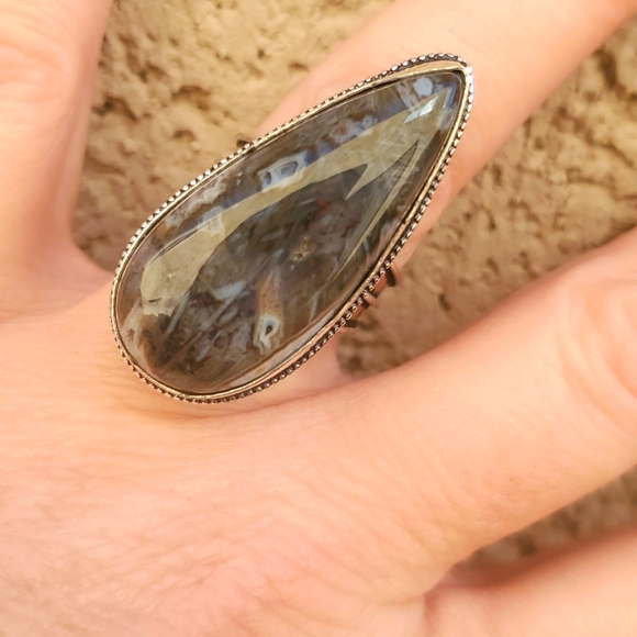 New Stick Agate 925 Silver Statement Ring. - Picture 12 of 16